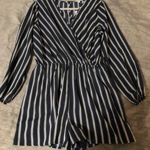 Navy and white striped romper!